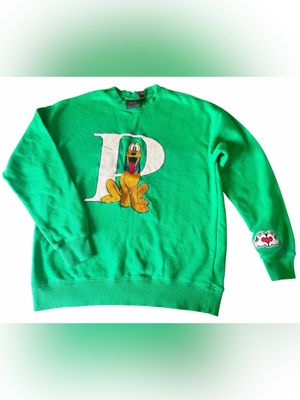 Disney Pluto Crewneck Sweatshirt Green with Yellow Pluto Size XS
#disney